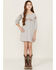 Image #1 - Roper Girls' Cotton Millenge Empire 3/4 Sleeve Dress , Grey, hi-res