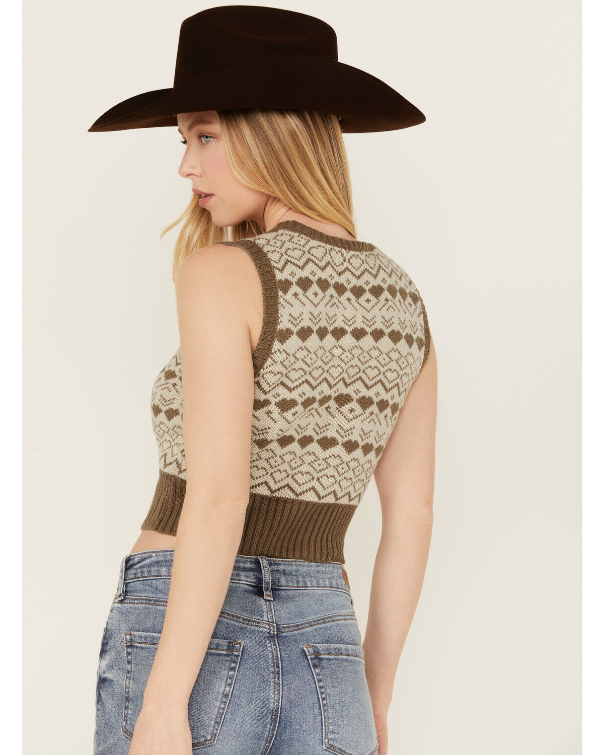Image #4 - Sadie & Sage Women's Lovers Jacquard Vest, Brown, hi-res