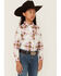 Image #1 - Cowboygirl by Jenna Paulette Girls' Patchwork Print Long Sleeve Pearl Snap Western Shirt, White, hi-res