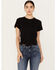 Image #1 - Free People Women's Call Me Baby Short Sleeve Tee, Black, hi-res