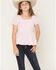Image #1 - Originality Girls' Emma Gingham Short Puff Sleeve Ruffle Shirt, Pink, hi-res