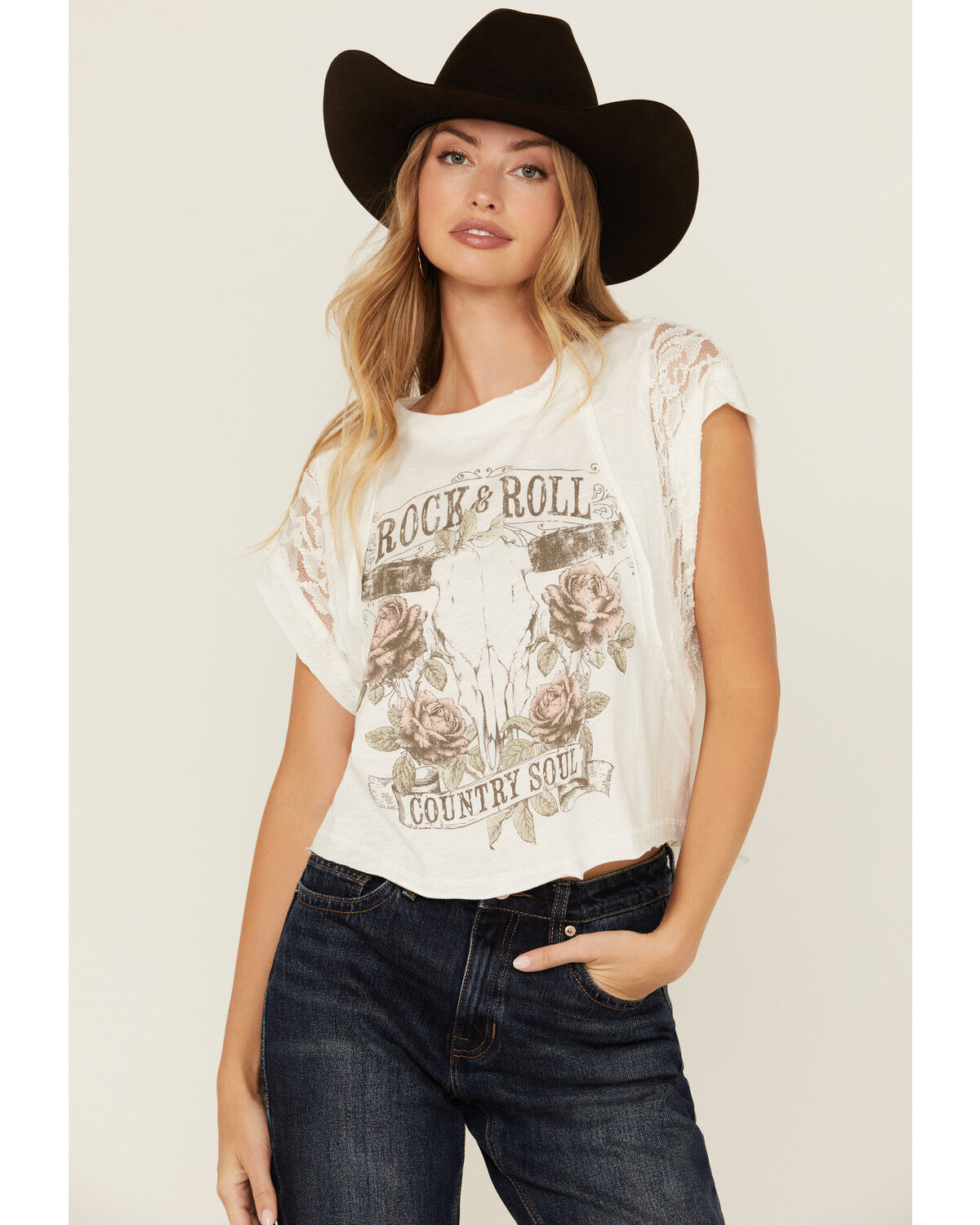 Image #1 - Originality Women's Rock & Roll Muscle Tank, White, hi-res