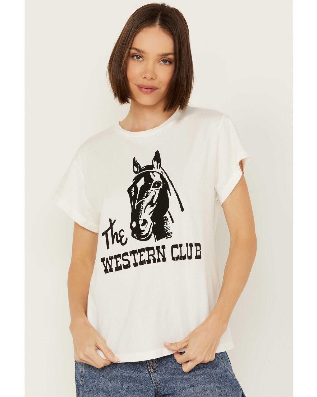 Bandit Women's Horse Western Club Short Sleeve Graphic Tee, White, hi-res