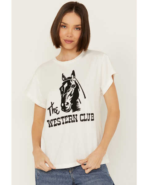 Bandit Women's Horse Western Club Short Sleeve Graphic Tee, White, hi-res