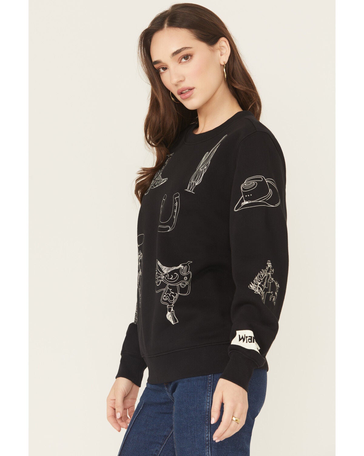 Image #2 - Wrangler Retro Women's Conversational Print Pullover Sweatshirt, Black, hi-res