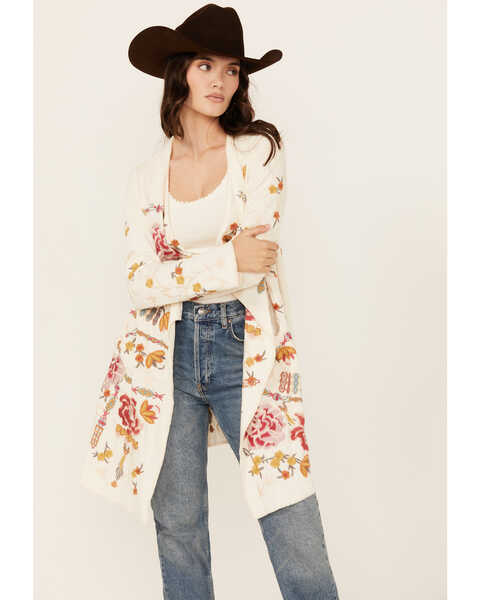 Johnny Was Women's Floral Embroidered Cardigan, Ivory, hi-res