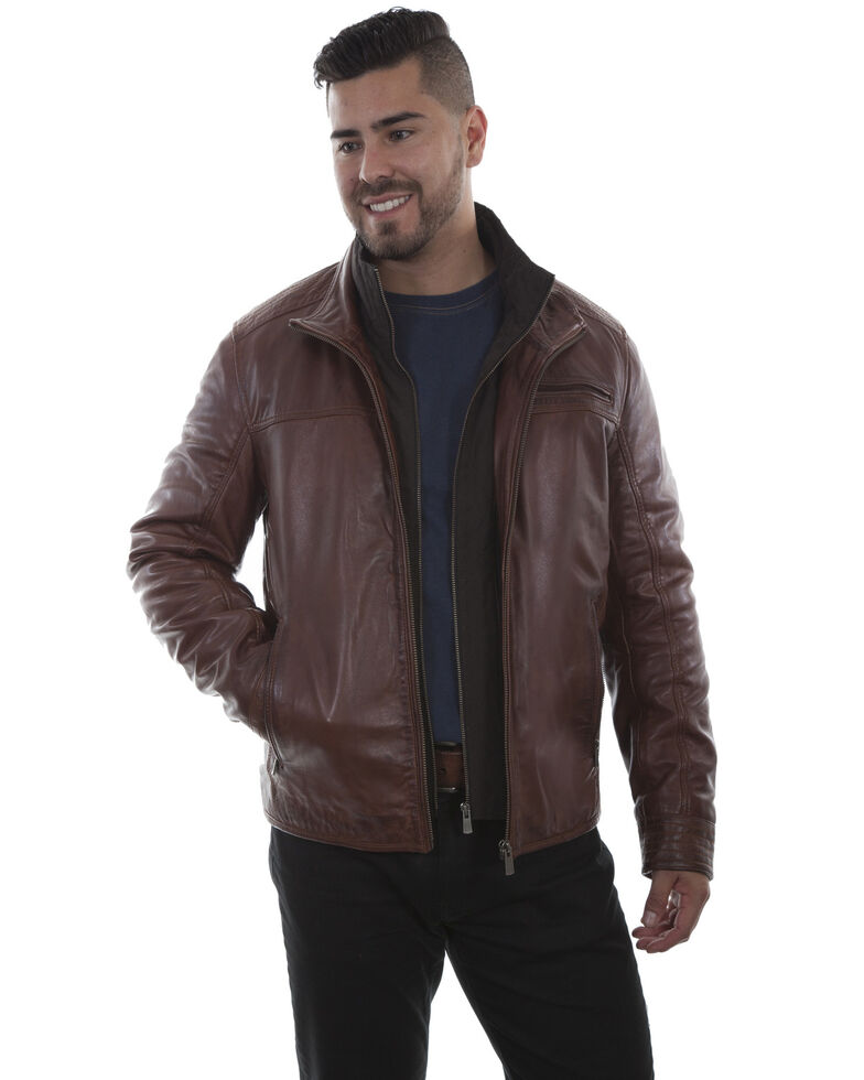Scully Men's Leather Jacket, Brown, hi-res
