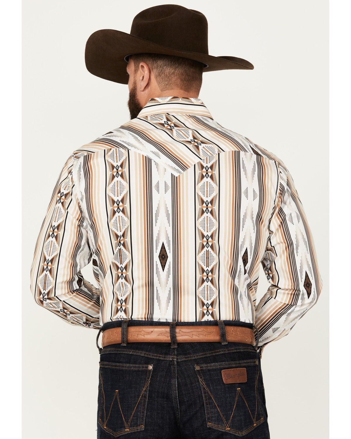 Image #4 - Rock & Roll Denim Men's Southwestern Striped Print Long Sleeve Pearl Snap Stretch Western Shirt, , hi-res