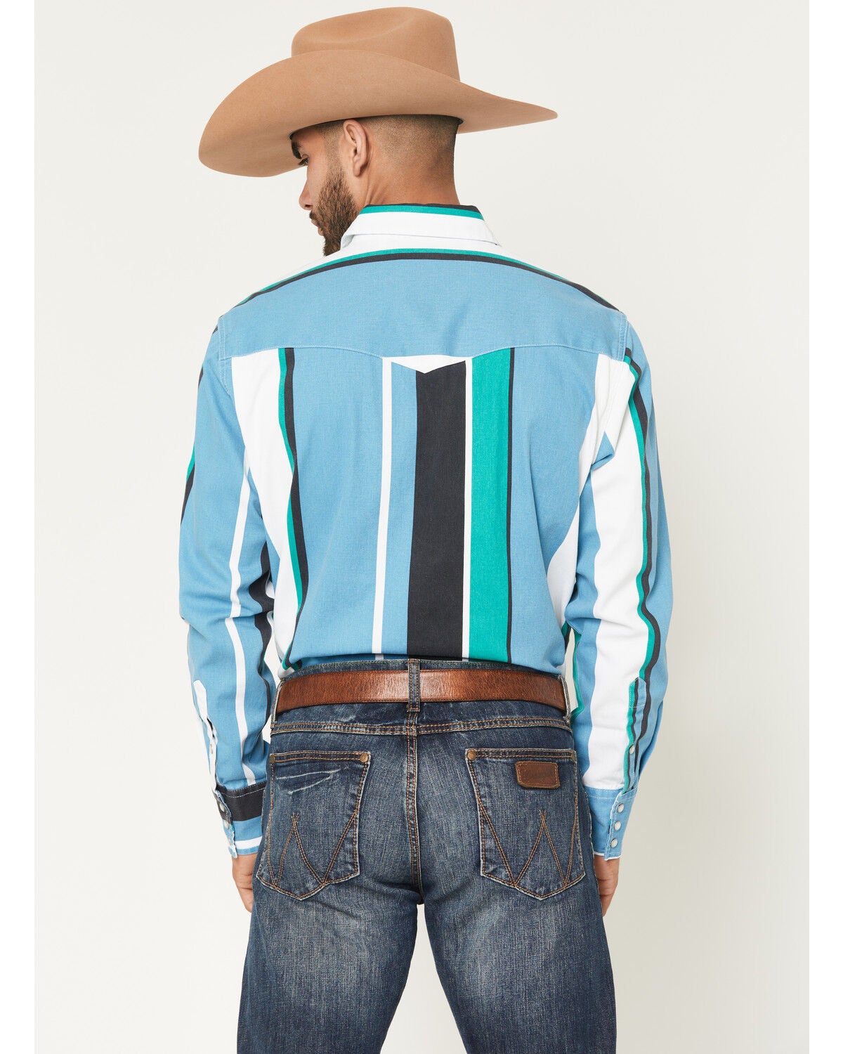 Image #4 - Wrangler Men's Vintage Brushpopper Striped Print Long Sleeve Snap Western Shirt, Multi, hi-res
