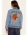 Image #4 - Rodeo Quincy X Boot Barn Women's Year of the Horse Denim Bomber Jacket, Medium Wash, hi-res