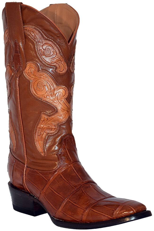 Ferrini Alligator Belly Exotic Cowboy Boots - Square Toe, Cognac, hi-res