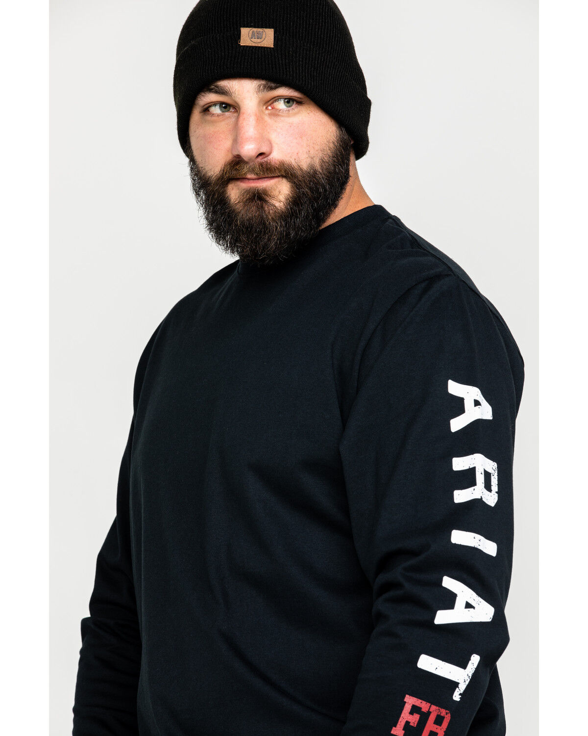 Image #2 - Ariat Men's FR Roughneck Skull Logo Crew Long Sleeve Work T-Shirt - Big, Black, hi-res