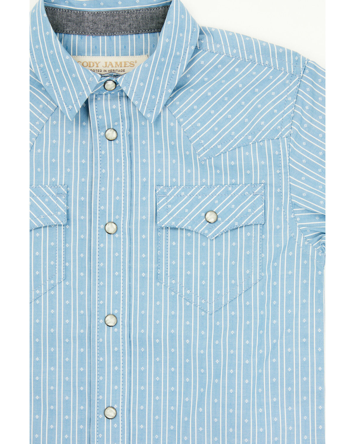 Image #2 - Cody James Toddler Boys' Cowboy Way Striped Print Short Sleeve Snap Western Shirt, Light Blue, hi-res