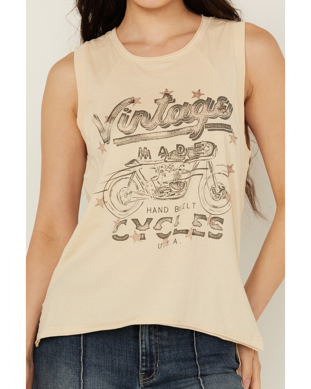 Image #3 - Cleo + Wolf Women's Vintage Moto Tank Top, Oatmeal, hi-res