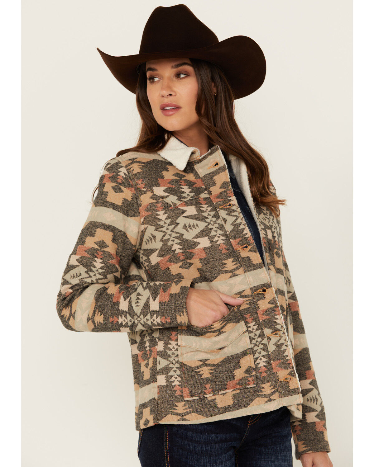 Image #2 - Wrangler Women's Southwestern Print Jacket, Grey, hi-res