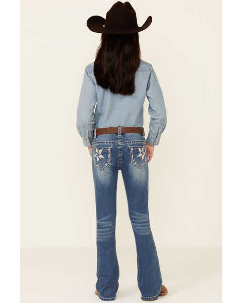 Image #2 - Shyanne Girls' Medium Wash Embroidered Star Pocket Embroidered Star Pocket Regular Bootcut Jeans - Big , , hi-res