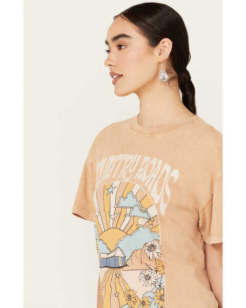 Image #2 - Cleo + Wolf Women's Country Roads Short Sleeve Oversized Graphic Tee, Lt Brown, hi-res