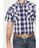 Image #3 - Rodeo Clothing Men's Plaid Print Short Sleeve Snap Western Shirt, Blue, hi-res