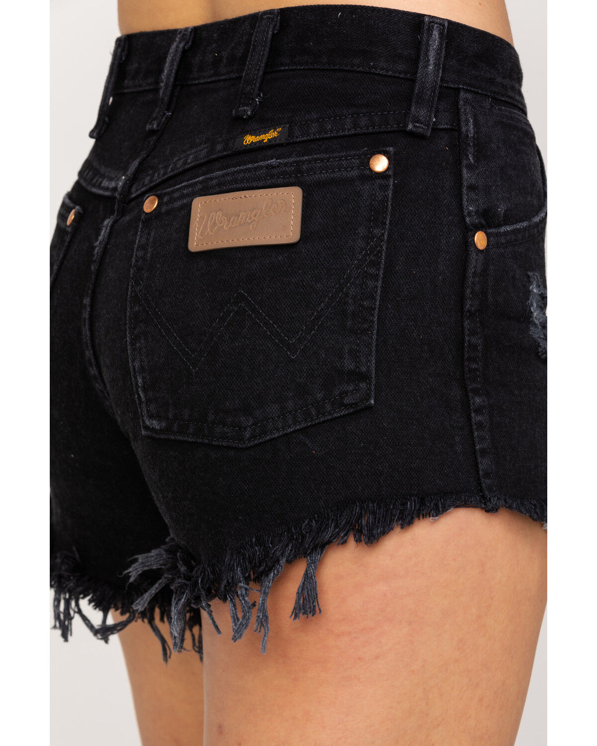 Image #4 - Wrangler Modern Women's Black Heritage Frayed Hem Shorts, Black, hi-res