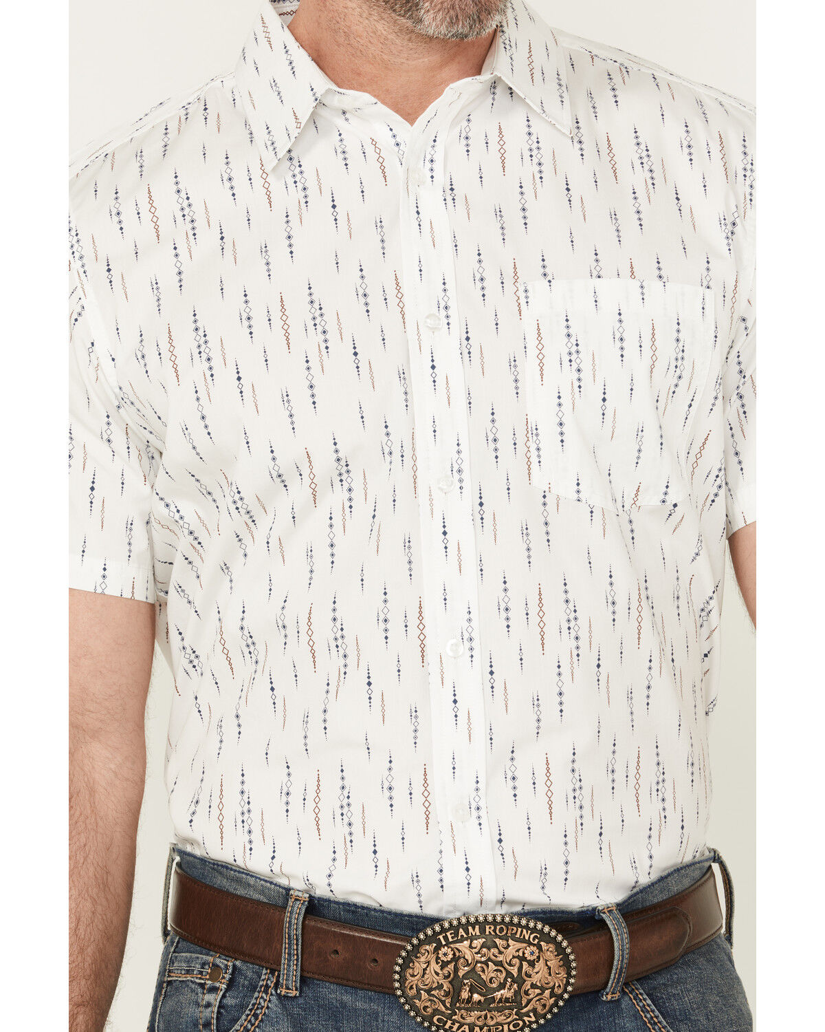Image #3 - Gibson Trading Co Men's Discoteca Striped Short Sleeve Button-Down Western Shirt, White, hi-res