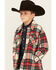 Image #2 - Fornia Boys' Winter Tartan Shirt Jacket, Red, hi-res