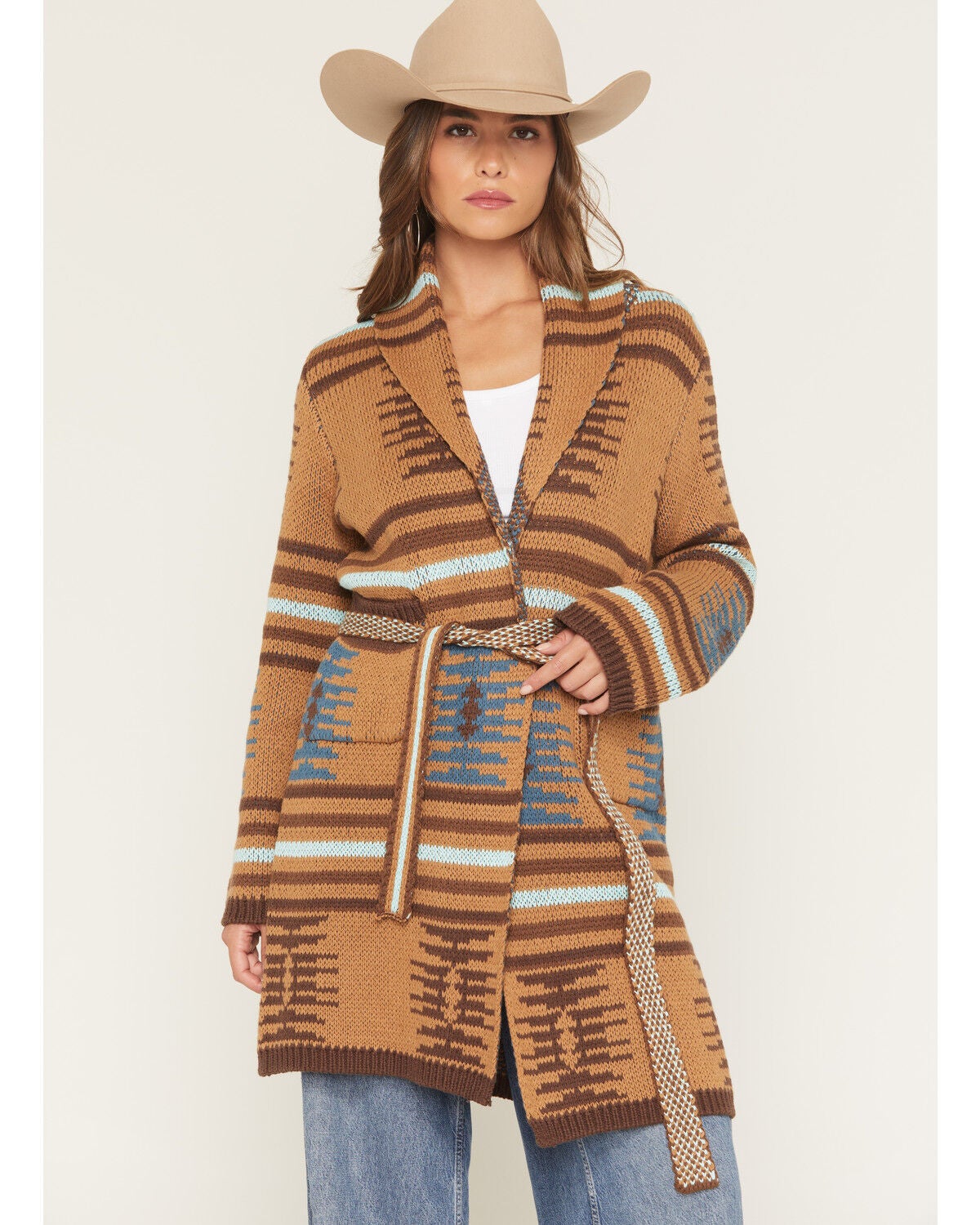 Tasha Polizzi Women's Printed Barn Cardigan, Brown, hi-res