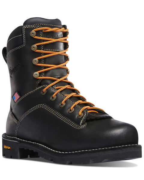Image #1 - Danner Men's Quarry USA Work Boots - Alloy Toe, Black, hi-res