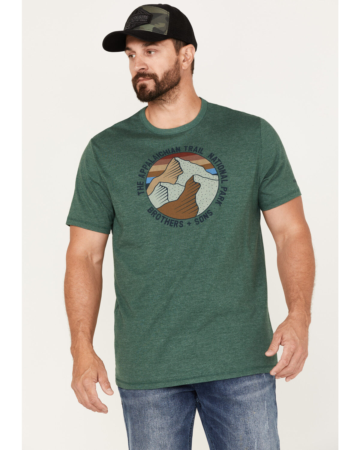 Image #1 - Brothers and Sons Men's Appalachian Trail National Park Graphic T-Shirt, Forest Green, hi-res