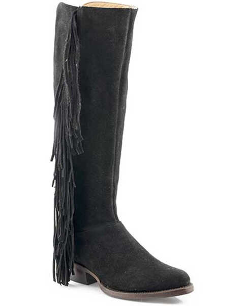 Stetson Women's Dani Suede Tall Western Boots - Snip Toe, Black, hi-res
