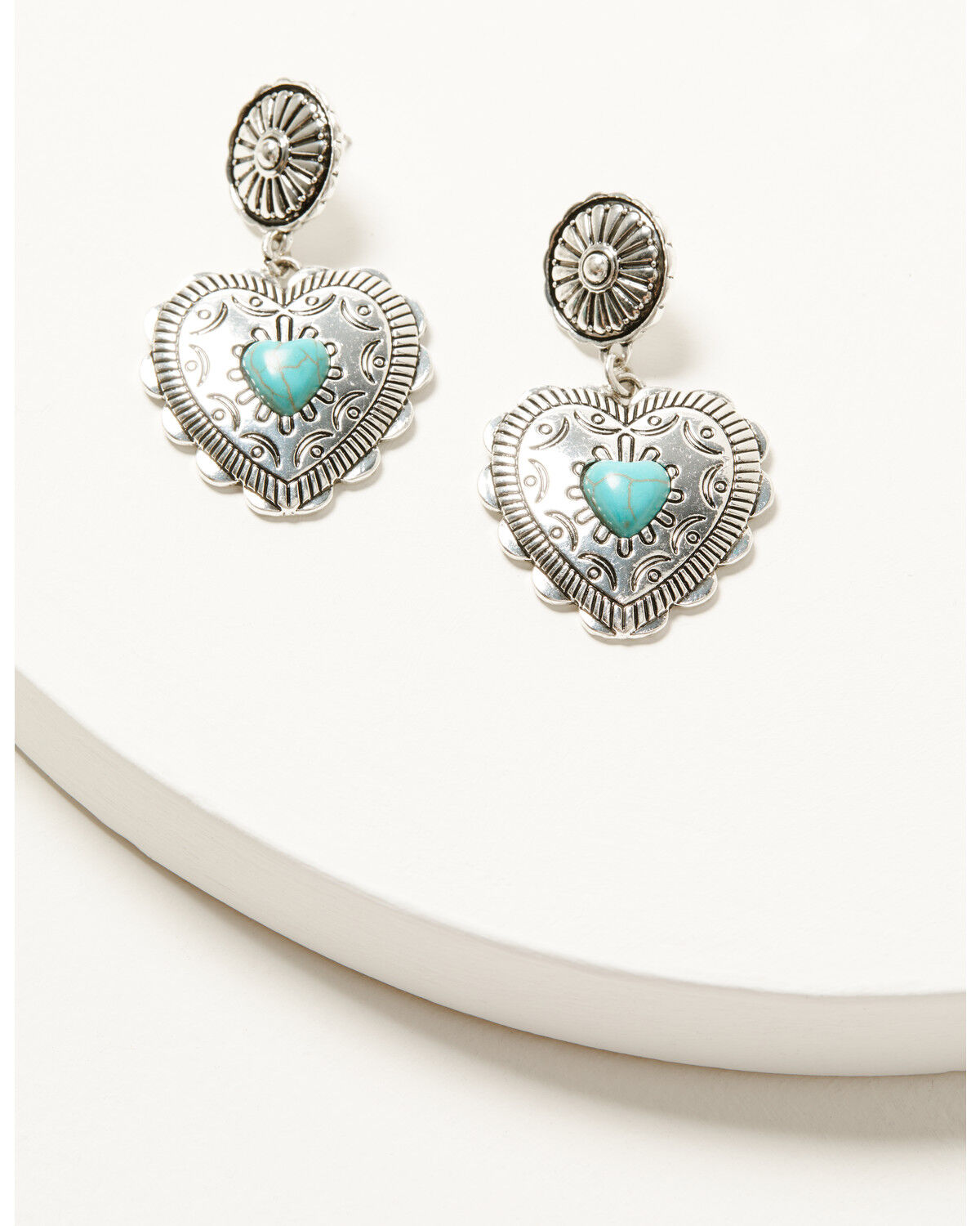 Image #1 - Shyanne Women's Heart Statement Earrings, Silver, hi-res
