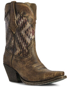Ariat Women's Gemma Aztec Print Western Boots - Snip Toe, Brown, hi-res