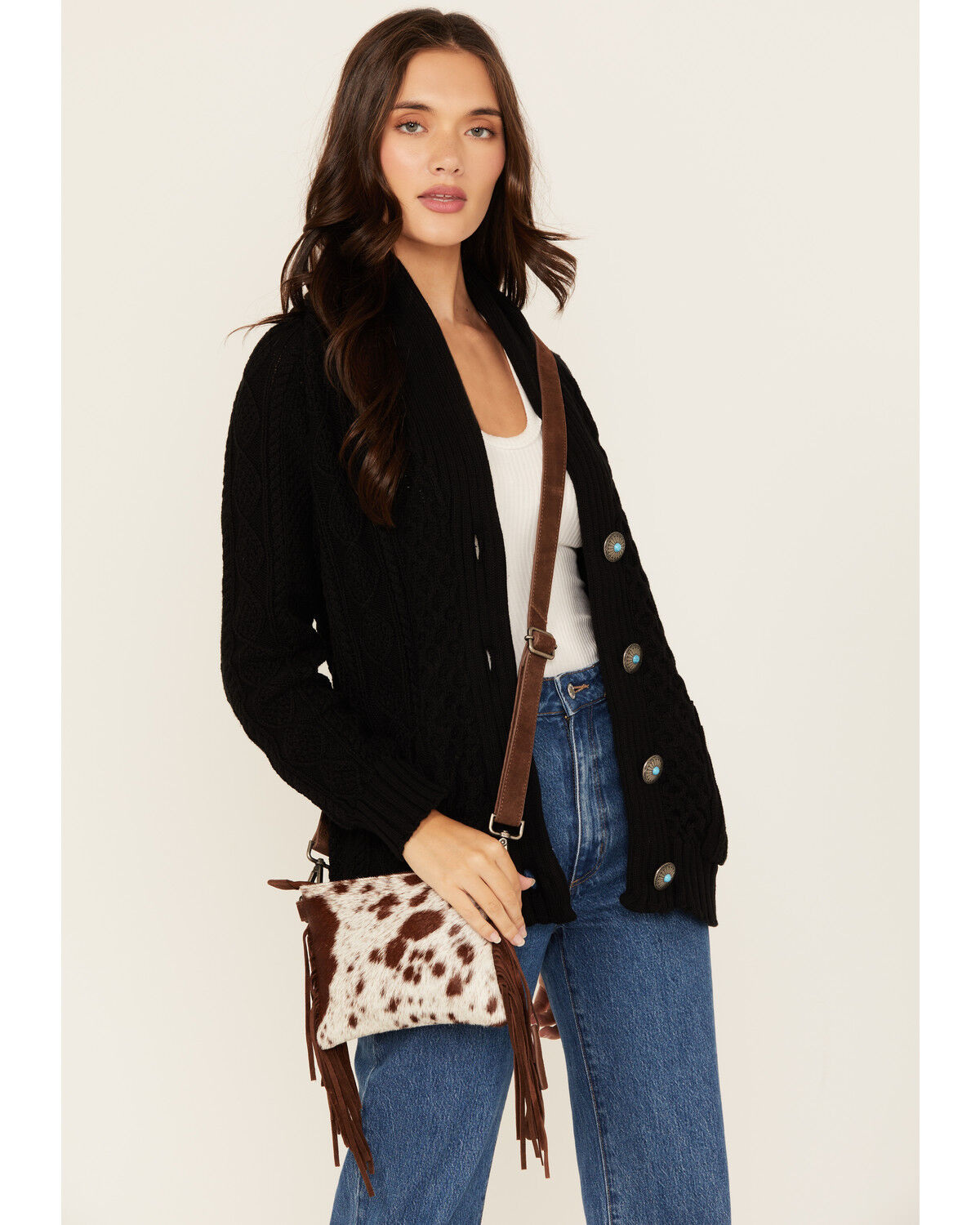 Image #1 - Shyanne Women's Meadow Hairon Leather Crossbody Bag, Brown, hi-res