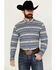 Image #1 - Cody James Men's Falcon Southwestern Striped Print Long Sleeve Button-Down Stretch Western Shirt, Blue, hi-res