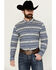 Image #1 - Cody James Men's Falcon Southwestern Striped Print Long Sleeve Button-Down Stretch Western Shirt , Blue, hi-res