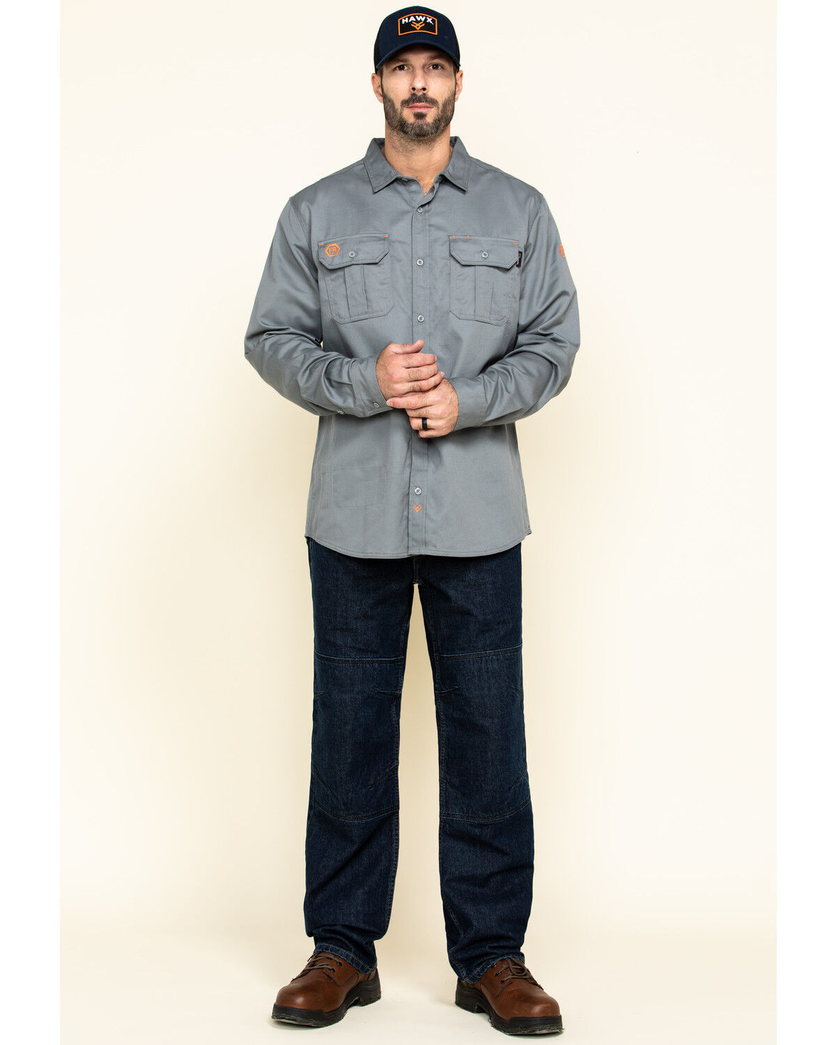 Image #6 - Hawx Men's FR Denim Straight Work Jeans, Indigo, hi-res