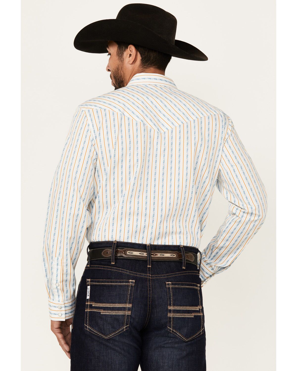 Image #4 - Gibson Trading Co Men's Midway Vertical Striped Print Long Sleeve Snap Western Shirt, White, hi-res