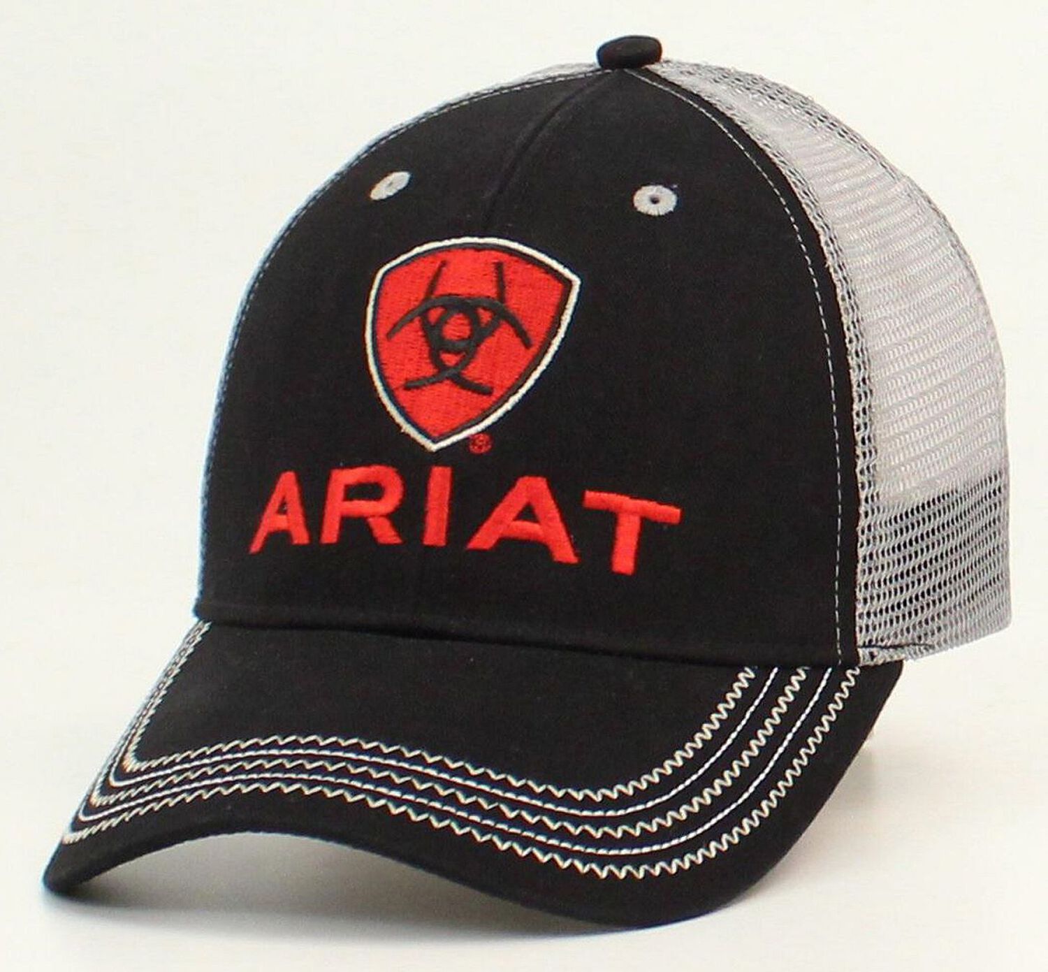 Image #1 - Ariat Men's Rumblin Ball Cap, Black, hi-res