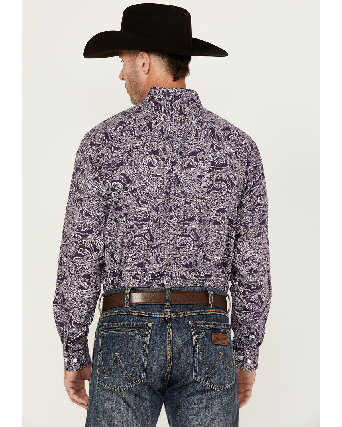Image #4 - Cinch Men's Paisley Print Long Sleeve Button-Down Western Shirt - Big, Purple, hi-res