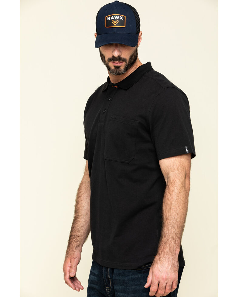 Hawx Men's Black Miller Pique Short Sleeve Work Polo Shirt , Black, hi-res