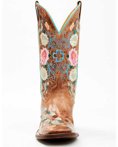 Image #4 - Macie Bean Women's Rose Garden Western Boots - Broad Square Toe, Honey, hi-res