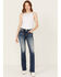 Image #3 - Miss Me Women's Dark Wash Cross Pocket Mid Rise Bootcut Stretch Denim Jeans, Dark Wash, hi-res