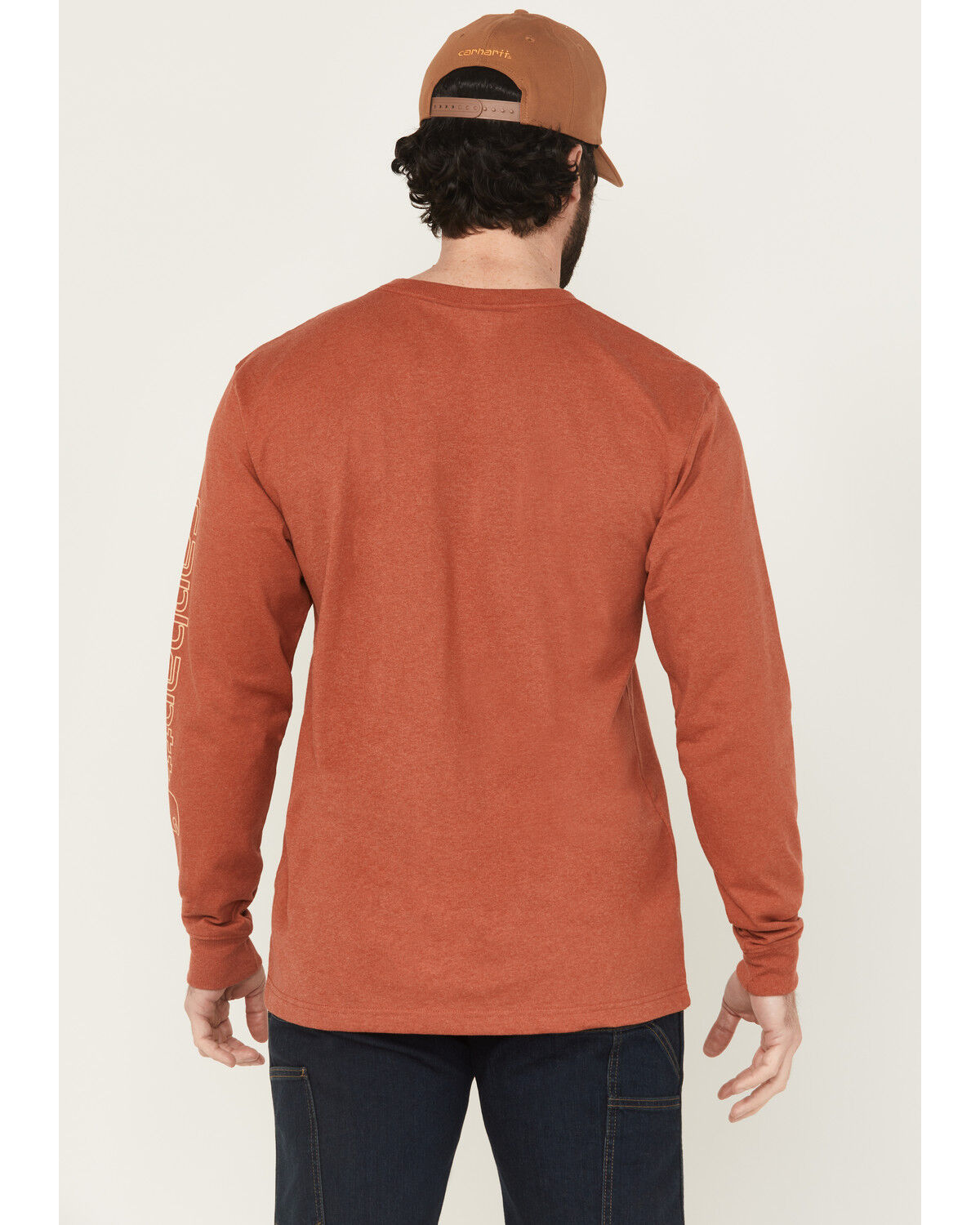 Image #4 - Carhartt Men's Logo Loose Fit Heavyweight Long Sleeve Graphic T-Shirt, Red, hi-res