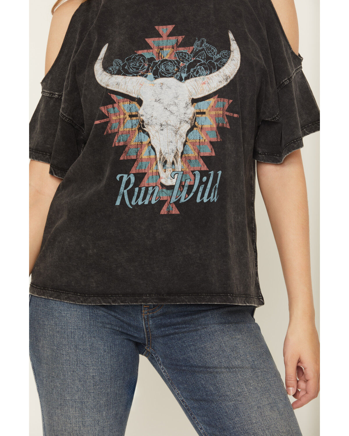 Image #3 - White Crow Women's Run Wild Cold Shoulder Short Sleeve Graphic Tee, Black, hi-res