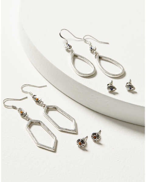 Shyanne Women's Monument Valley 4-Piece Drop & Stud Earrings Set, Silver, hi-res