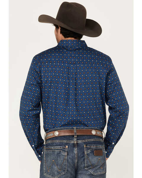 Image #4 - Cody James Men's 2nd Round Geo Print Long Sleeve Button Down Western Shirt - Tall, Dark Blue, hi-res