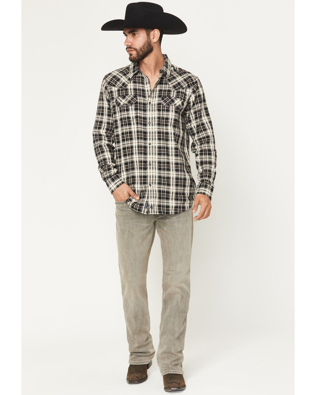 Image #1 - Moonshine Spirit&reg; Men's Dustbowl Wash Hutch Slim Bootcut Stretch Denim Jeans, Grey, hi-res