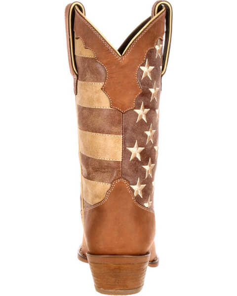 Image #7 - Durango Women's Distressed Flag Western Boots - Square Toe , Brown, hi-res