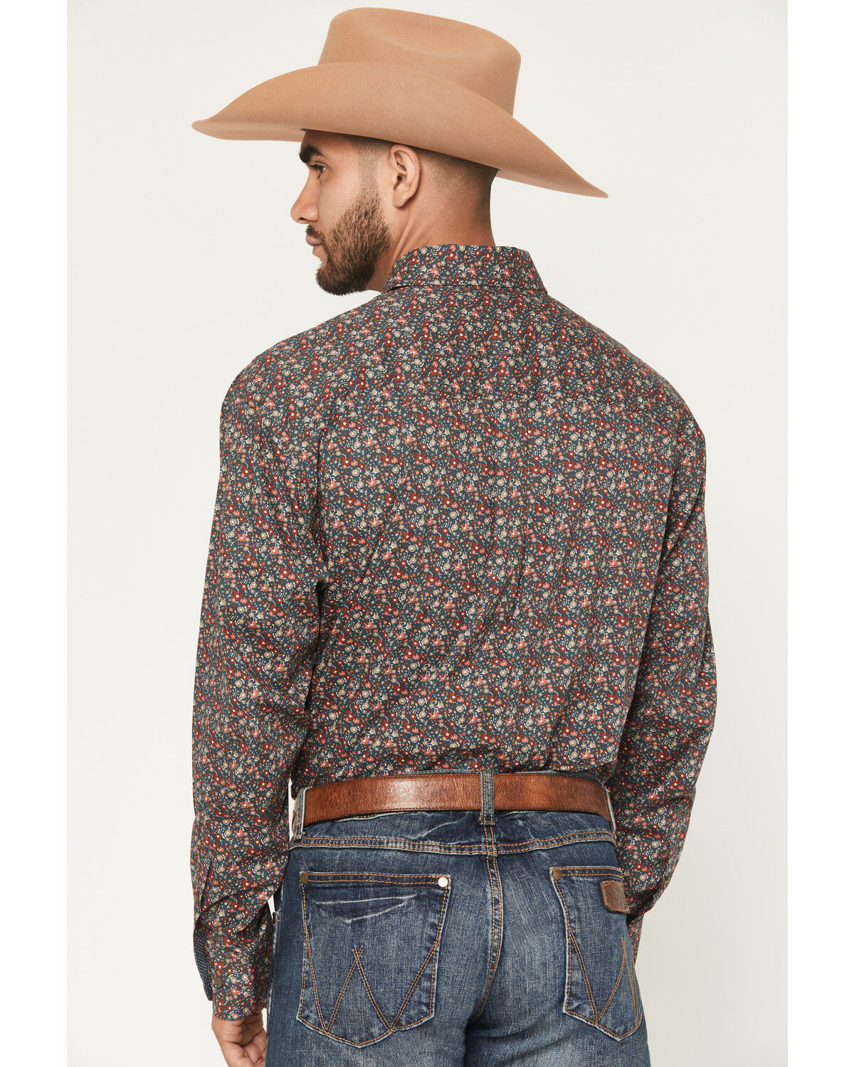 Image #4 - George Strait by Wrangler Men's Floral Print Long Sleeve Button-Down Stretch Western Shirt, Multi, hi-res
