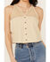 Image #3 - Cleo + Wolf Women's Blaire Cropped Jacquard and Lace Tank, Oatmeal, hi-res