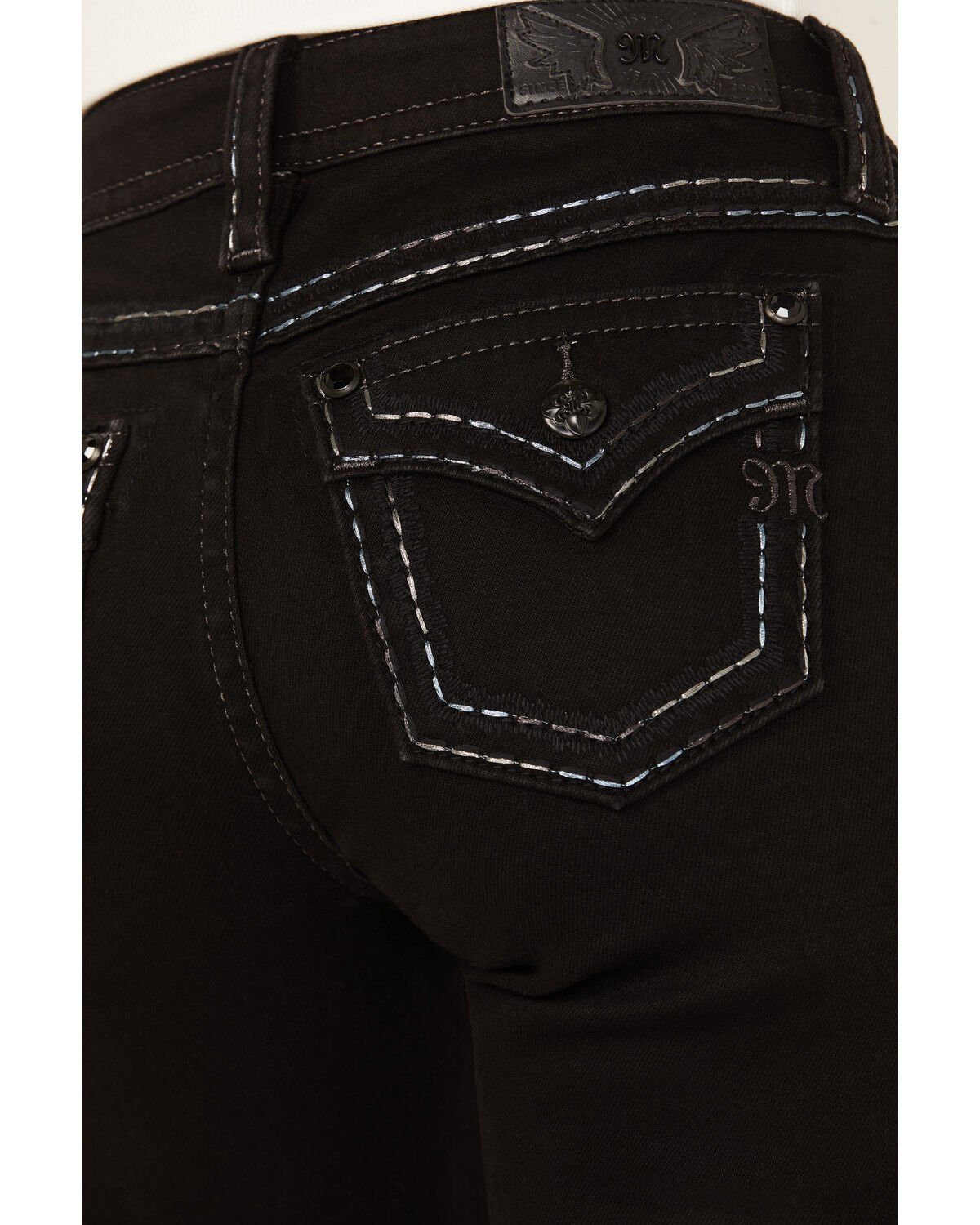 Image #2 - Miss Me Women's Mid Rise Border Pocket Bootcut Stretch Denim Jeans, , hi-res